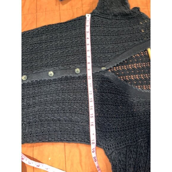 ARITZIA Wilfred Black Crochet Knit Button-Up Cardigan Sweater XS - Picture 6 of 8